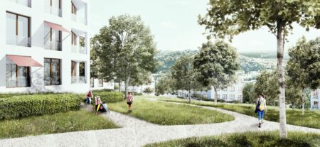 Eine Virtualisierung des geplanten Wohnquartiers, Bild: Wandel Lorch Architekten