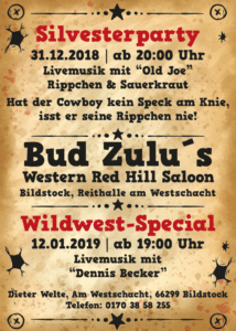 Plakat Silvesterparty bei Bud Zulu
