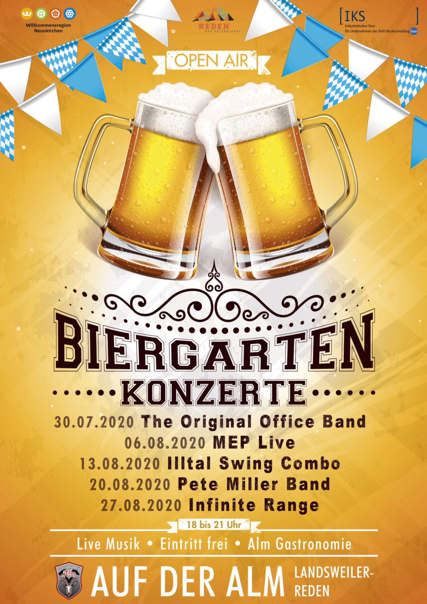 Biergarten Plakat Bergmanns-Alm